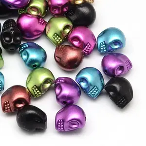 Matte Spray Painted Skull Acrylic Beads