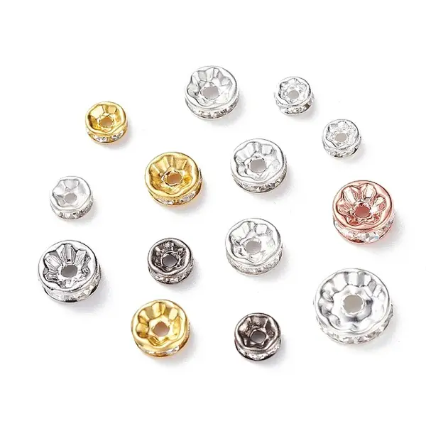 Brass Rhinestone Spacer Beads