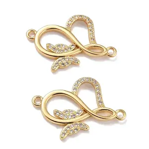 Brass Micro Pave Clear Cubic Zirconia Links Connectors