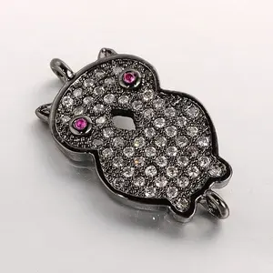Brass Micro Pave Cubic Zirconia Bird Links