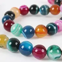 Natural Striped Agate/Banded Agate Round Bead Strands