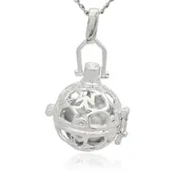 Silver Color Plated Brass Hollow Round Cage Pendants