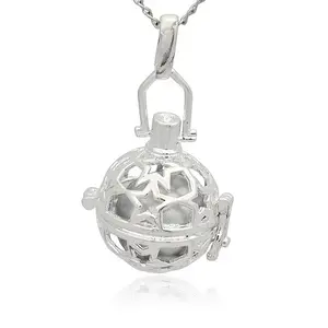 Silver Color Plated Brass Hollow Round Cage Pendants