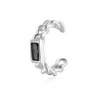 Geometric Rectangle Fashionable Silver Ear Clip with S925 Silver Chain