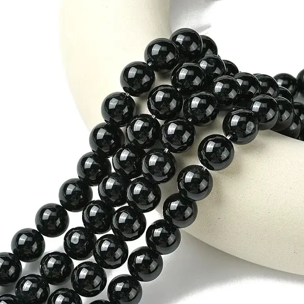 Natural Dyed & Heated Black Onyx Round Beads Strand