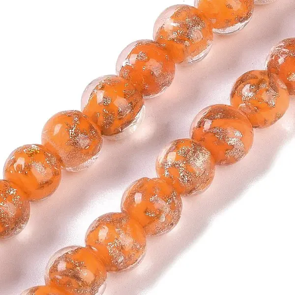 Handmade Gold Sand Lampwork Beads