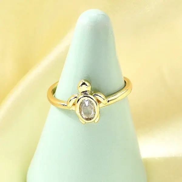 Ocean Theme Brass Micro Pave Cubic Zirconia Cuff Rings for Women