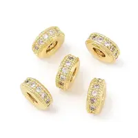 Brass Micro Pave Clear Cubic Zirconia Beads