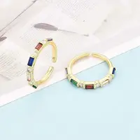 Brass Micro Pave Cubic Zirconia Cuff Rings for Women