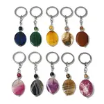 Iron with Alloy Natural Agate Pendant Keychain