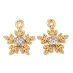 Flower Brass Micro Pave Cubic Zirconia Pendants