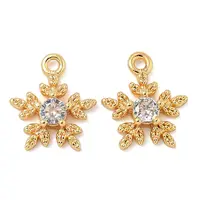 Flower Brass Micro Pave Cubic Zirconia Pendants