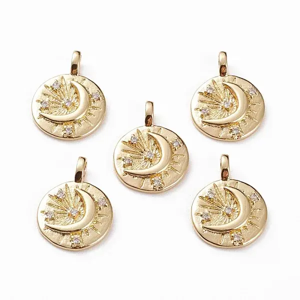 Brass Micro Pave Clear Cubic Zirconia Pendants