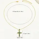 Brass Cubic Zirconia Cross Pendant Cable Chain Necklaces