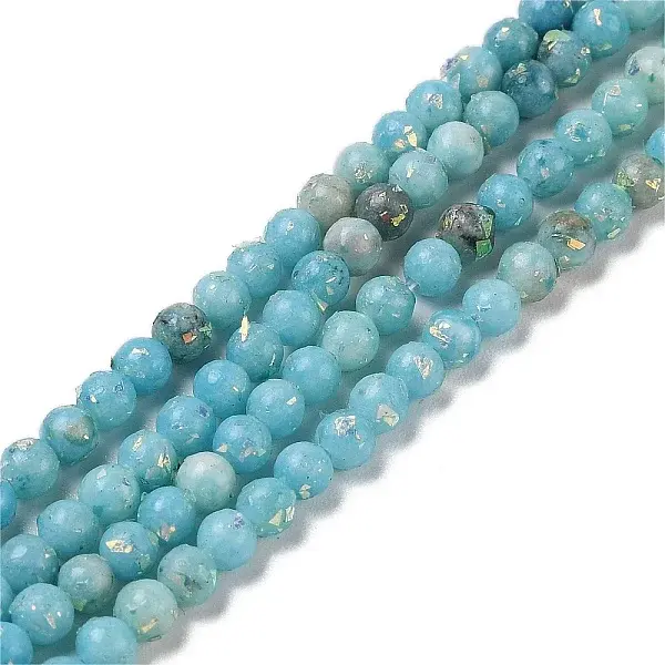 Assembled Natural Dolomite and Synthetic Opal Beads Strands