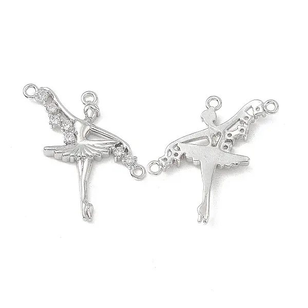 Brass Pave Clear Cubic Zirconia Connector Charms