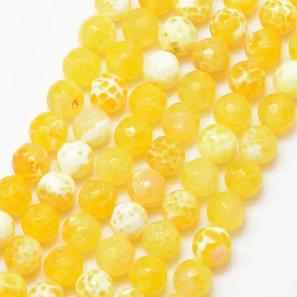 Natural Fire Crackle Agate Bead Strands