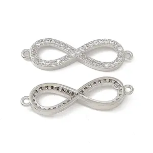 Brass Micro Pave Clear Cubic Zirconia Connector Charms