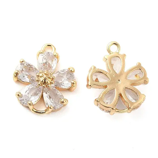 Brass Pave Clear Glass Connector Charms