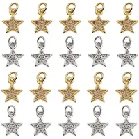 20Pcs Brass Micro Pave Cubic Zirconia Charms