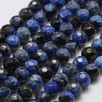 Faceted Natural Fire Crackle Agate Beads Strands