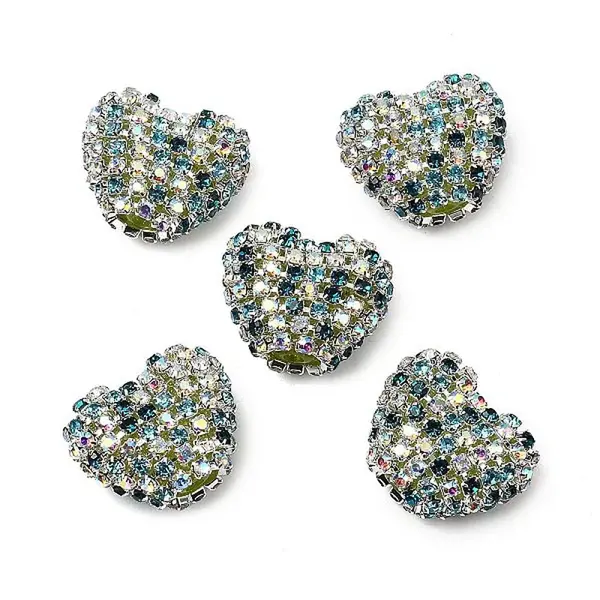 Sparkling Acrylic Heart Beads with Rhinestone Embellishment