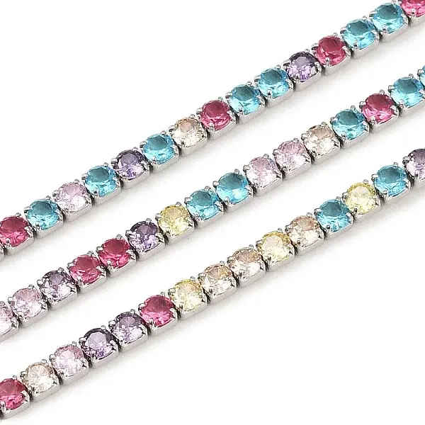 925 Sterling Silver Colorful Cubic Zirconia Chains