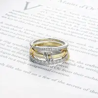 Stainless Steel Micro Pave Clear Cubic Zirconia Stackable Finger Rings