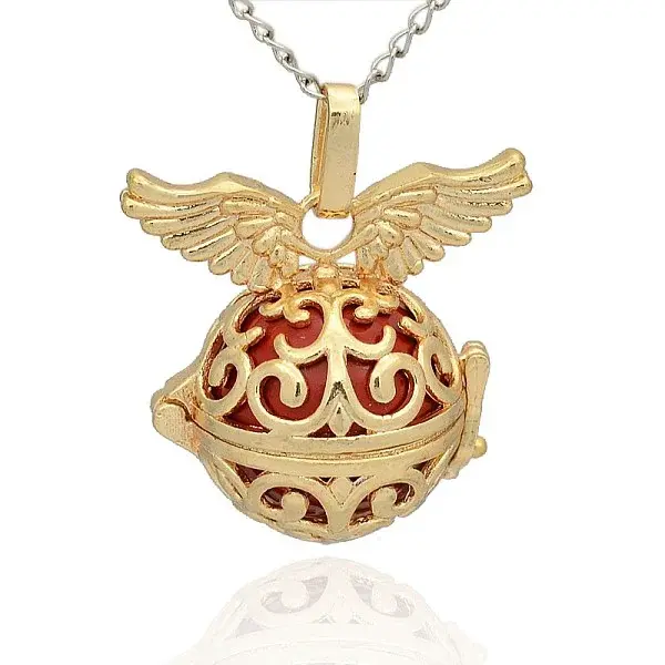 Golden Tone Brass Hollow Round Cage Pendants