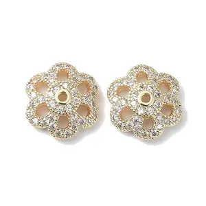 Brass Micro Pave Cubic Zirconia Bead Cap