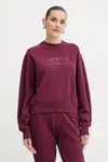 Bavlněná mikina Armani Exchange dámská, vínová barva, s potiskem, XW000747 AF16114