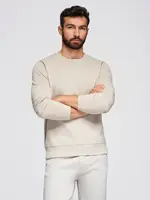 Ombre Men's BASIC sweatshirt with round neckline - light beige