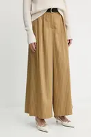 Kalhoty MAX&Co. dámské, zelená barva, široké, high waist, 2526136071200