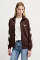 Mikina adidas Originals Firebird dámská, hnědá barva, s aplikací, KH1593