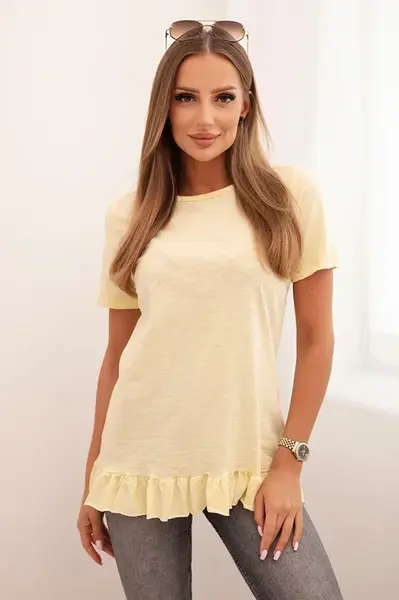 Kesi Dámská blůza s volánem na spodku žlutá