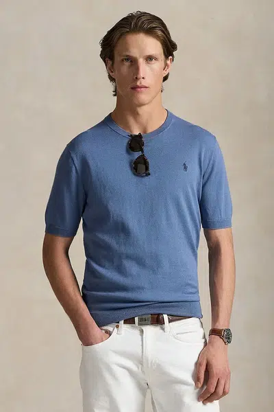 Bavlněné tričko Polo Ralph Lauren pánské, modrá barva, 710980681
