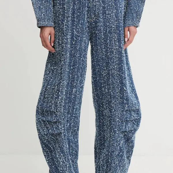 Kalhoty Rotate dámské, modrá barva, široké, high waist, 1142001603