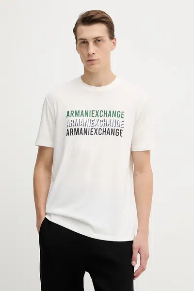 Tričko Armani Exchange pánské, bílá barva, s aplikací, XM001444 AF10358