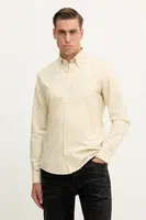 Bavlněná košile BOSS pánská, béžová barva, regular, s límečkem button-down, 50544917