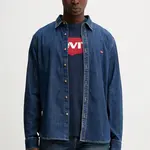 Džínová košile Levi's pánská, modrá barva, regular, s klasickým límcem, 86625