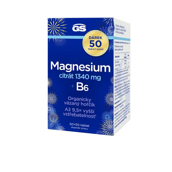GS Magnesium citrát 1340 mg + B6 100 tablet