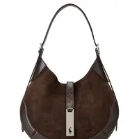 Semišová kabelka Polo Ralph Lauren hnědá barva, 428945972