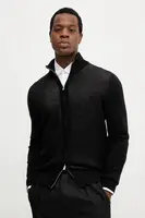 Vlněný kardigan BOSS černá barva, 50543153