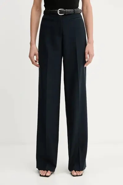 Kalhoty Iceberg dámské, tmavomodrá barva, široké, high waist, B101 5257