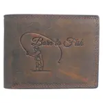 Kožená pánská peňaženka s ražbou born to fish