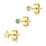 S'Agapõ Súprava troch pozlátených single náušníc Glam CLICK SCK167