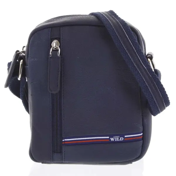 Pánská kožená taška na doklady modrá - WILD Monty