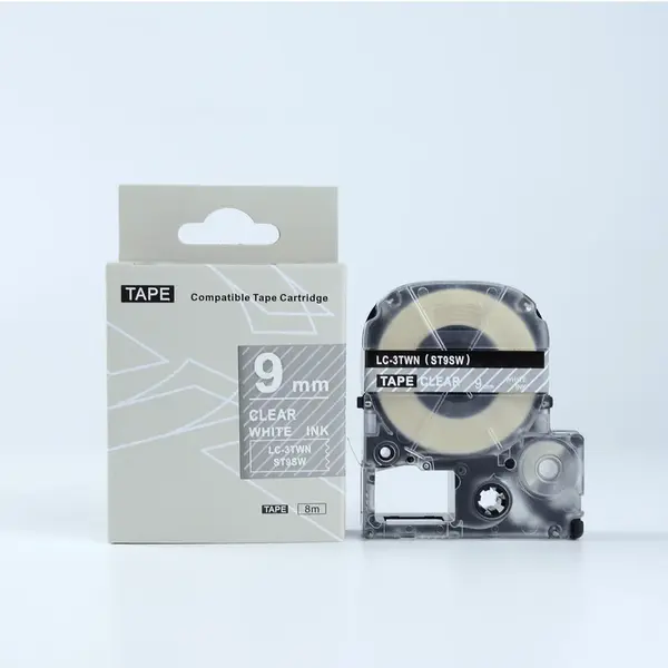 Epson LK-3TWN, ST9SW, 9mm x 9m, bílý tisk / průhledný podklad, kompatibilní páska