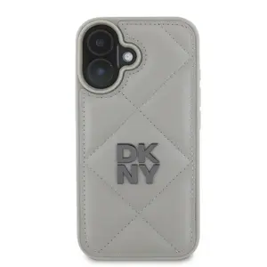 Zadní kryt DKNY PU Leather Quilted Stack Logo pro Apple iPhone 16, šedá