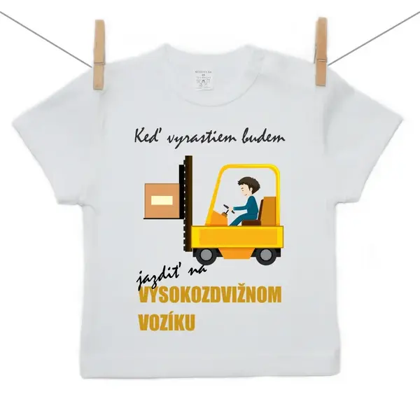 Boodyy Tričko s krátkym rukávom Keď vyrastiem budem jazdiť na vysokozdvižnom vozíku 134 (8-9 rokov)